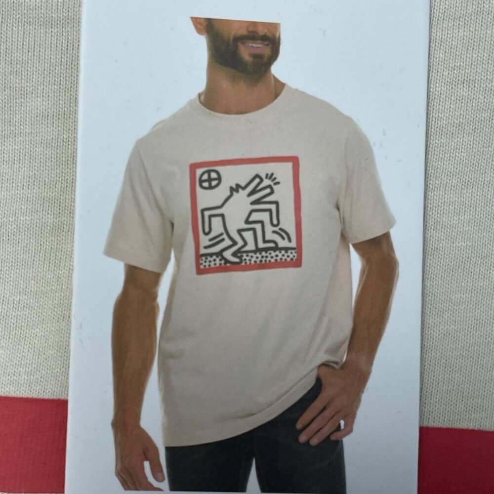 Keith Haring Men's S Beige Graphic T-Shirt 100% Cotton L1303 - Picture 6 of 8